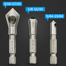3pcs Countersink Drill Bit Set Deburring Metal Wood Working Plastic Hex NBF