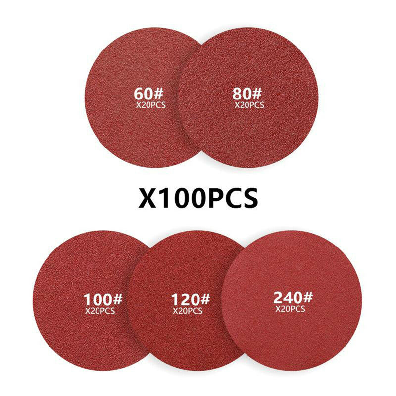 5 Inch Sanding Discs Pad Kit, 100PCS 60-240 Grit Sandpaper Sand Buffering Pad