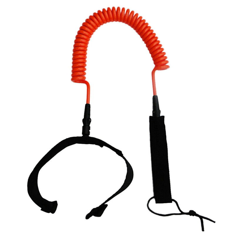 Surfing Sports Orange Coiled SUP Surfboard Leash with Ankle Strap 8ft or 2.44m