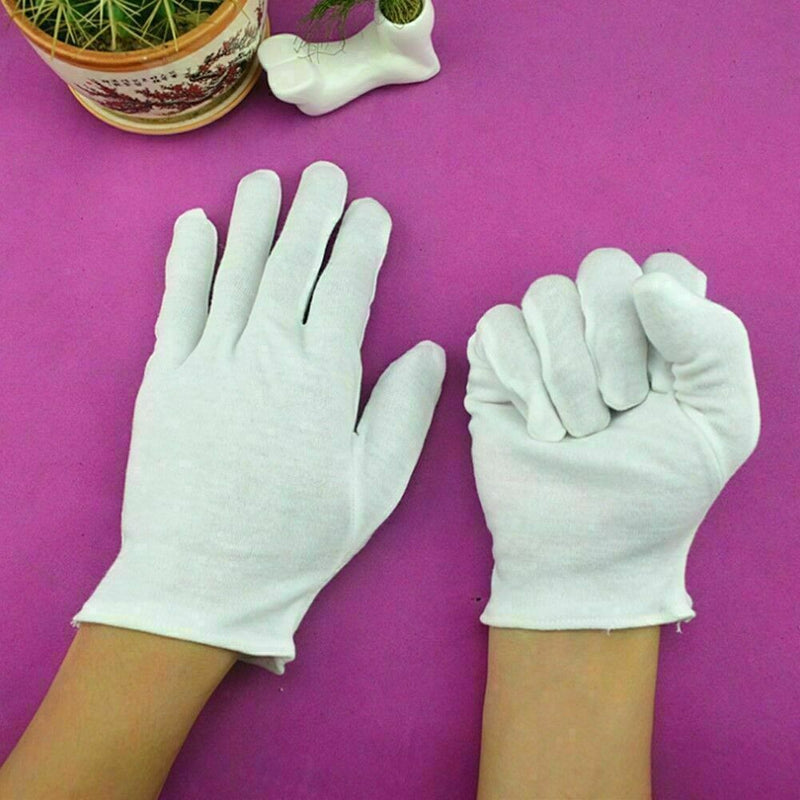 5Pair White Cotton Gloves Khan Cloth Quality Check Warm Rituals Play Gloves K2C9