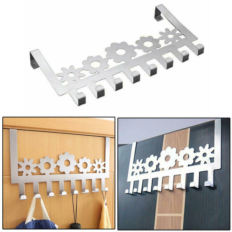 Stainless Steel Over Door Hanger 8 Hooks for Clothes Coat Hats Holder Ra YVC