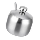 1pc Stainless Steel Condiment Serving Pots Seasoning Box with Spoon & Lid