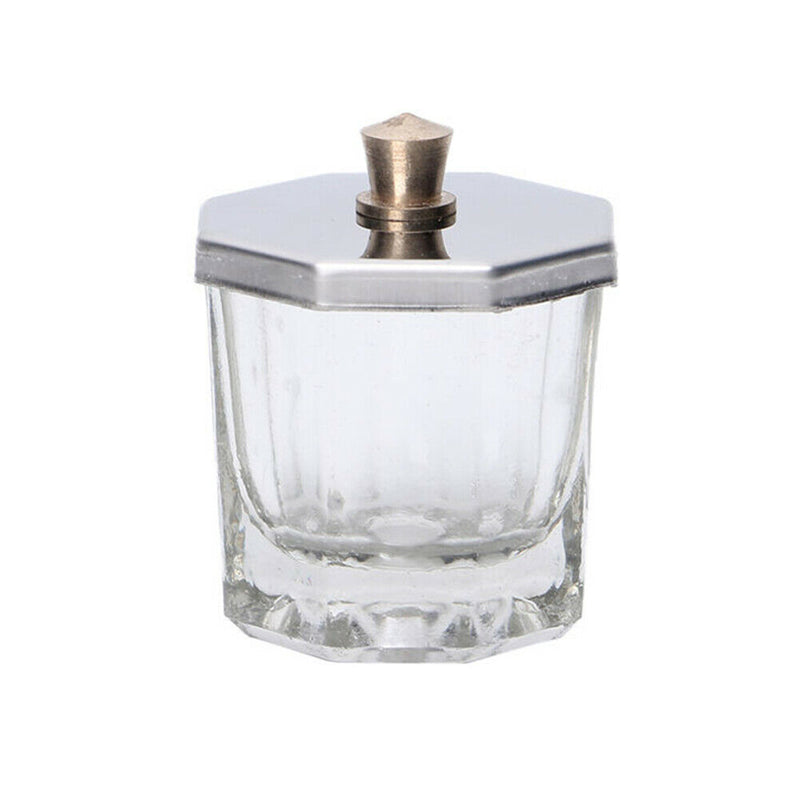Nail Art Acrylic Crystal Glass Dappen Dish Bowl Cup Clear Nail Tools with Lid