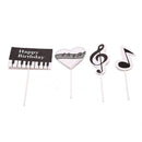 1set Piano Music Theme Cake Topper Happy Birthday Cupcake Topper Party Suppl Hn