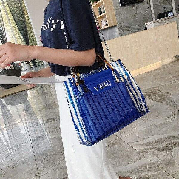 Transparent Pvc Jelly Beach Bag Ladies Handbag Large Capacity Shoulder Bag  S2K3