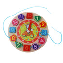3 In 1 Wooden Shape Sorting Clock Puzzle Lacing Beads Toys for Kids - Zebra