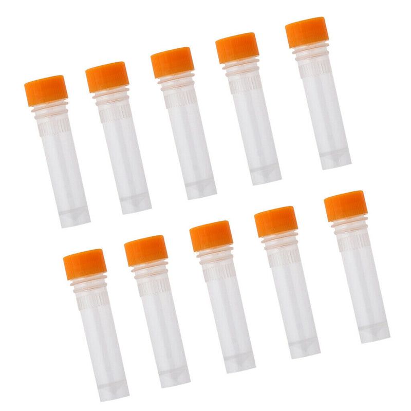 10pcs 1.5ml Cryovial Test Tube Sample Vial w/ Screw Cap