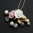 Rose Flower HairpinsWedding Crystal HeaddressWedding Crystals Pearls HeadpieceBX