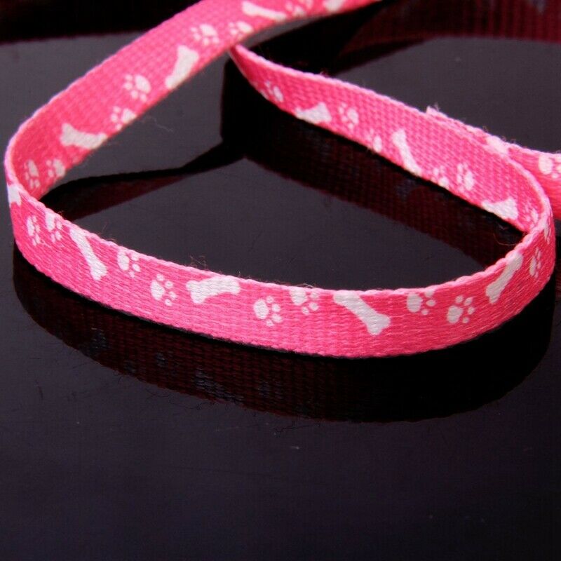 Bone Paws Print Small Dog Pet Leash Lead & Harness Tool - Pink Z8O7
