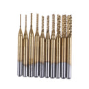 10x 1/8'' 0.8-3.175mm PCB Drill Bit Set Engraving Cutter Rotary CNC End Mill 3C