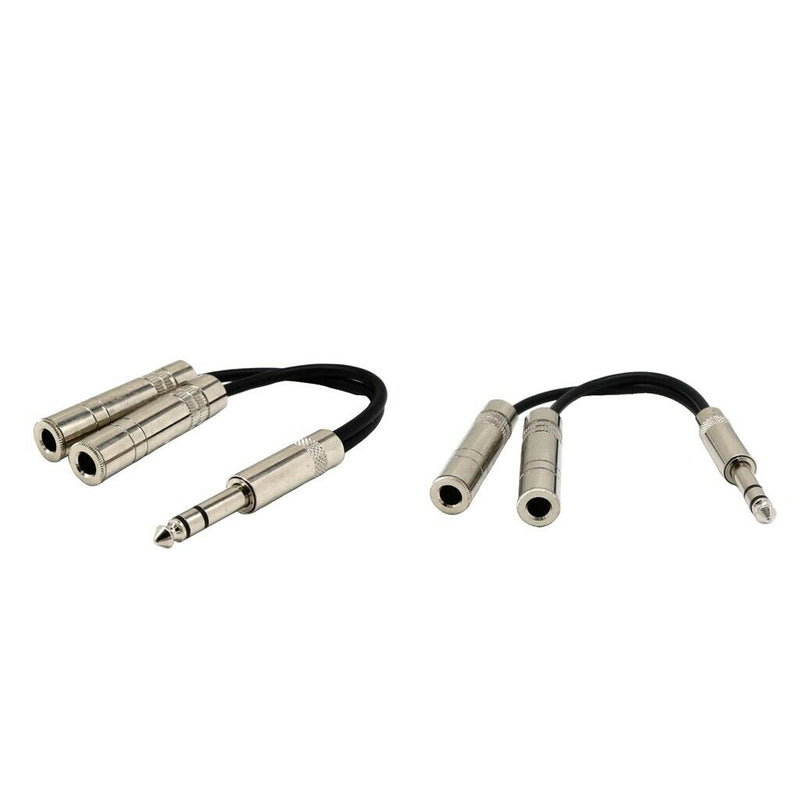 2x 6.35mm Male To 2X 1/4" Female Audio Y Splitter Stereo Speaker