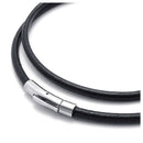 Jewelry Men's Necklace - Chain - 3mm Cord - Leather - Stainless Steel - for X1Q3