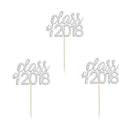 40pcs Set Class of 2018 Graduation Cap Cupcake Picks Topper Decoration