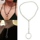 Punk Gothic Rock Round Metal Chain Choker Collar Necklace Pendants Fash JR