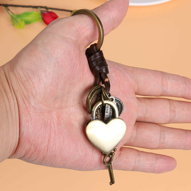 Men Love Heart Lock Charms Keychain Key Chain Ring Holder Pendant Jewelry A