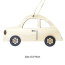 Wood Christmas Tree Mini Car Color Draw Pendants Home Party Decor (C Wood)