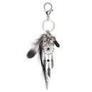 Boho Keyring Feather Dream Catcher Keychain Hollow Leaves Pendant Charm Flo Q5R3