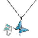 Stainless Steel Cute Butterfly Pendant Ring - Color Change Mood Necklace Choker
