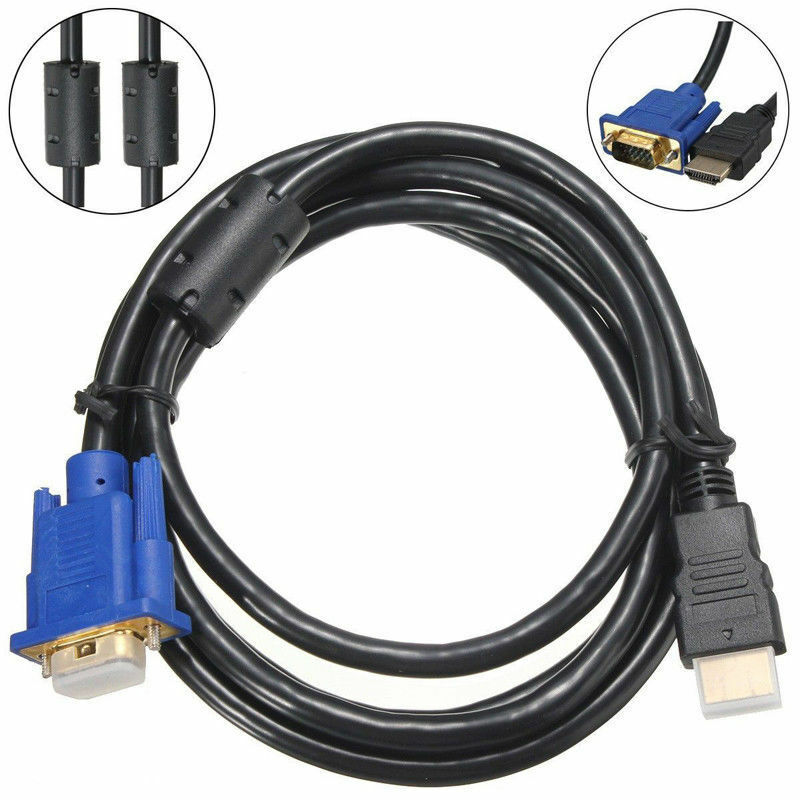 New HDTV 1.8M HDMI Male to VGA adapter Cable connector cable for PC TV Black 1Pc