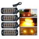 1X(4 Pcs 12-Led Amber Flash Flashing Recovery Strobe Car Emergency Signal L