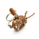 Wooden Lucky Cute Elephant Carving Pendant Key Ring Keychain Chain Evil Defends