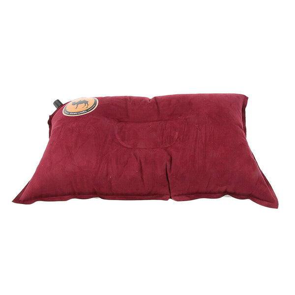 Self Inflating Camping Pillow Travel Air Cushion Neck Lumbar Support Red