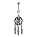 Crystal Rhinestone Dream Catcher Body Piercing Belly Button Navel Ring Bar  JR