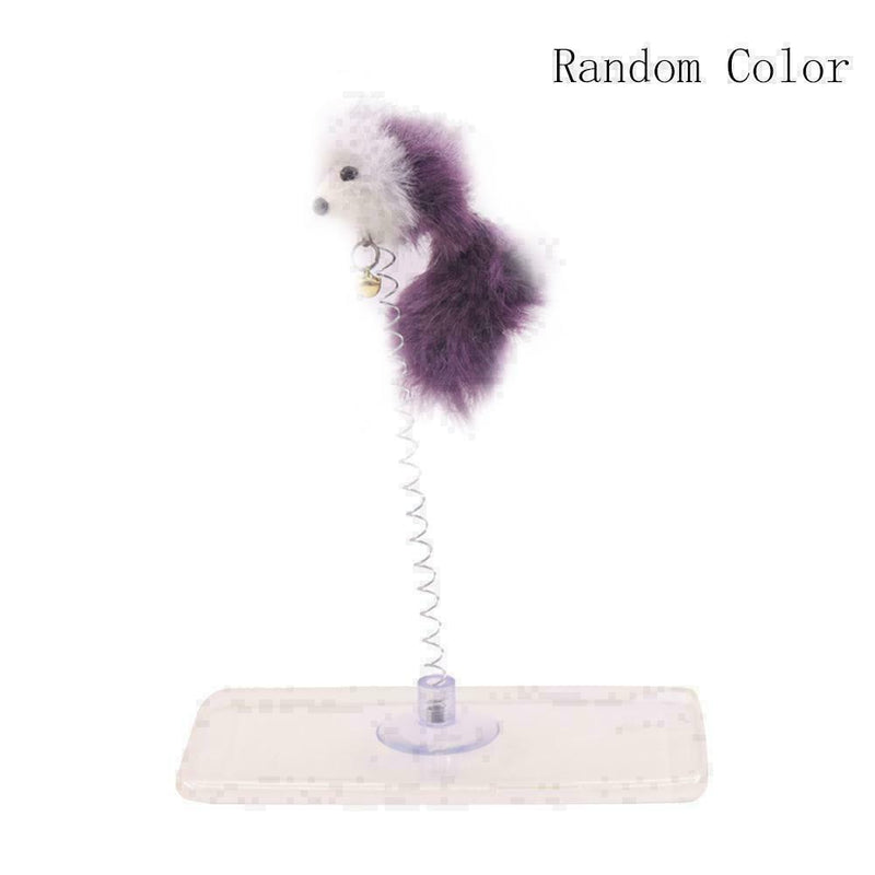 Multicolored toys spring plush mouse sucker Random Color pet cat toys T4Y9. P2E4