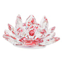 Large Crystal Lotus Flower Ornament with Gift Box, Feng Shui Decor Red