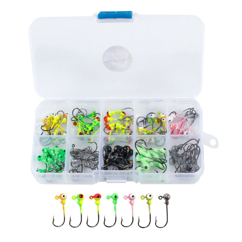 Round Jig Head, 100Pcs Ultrahead Jig Fishing Hook Jigheads Set, with Plastic