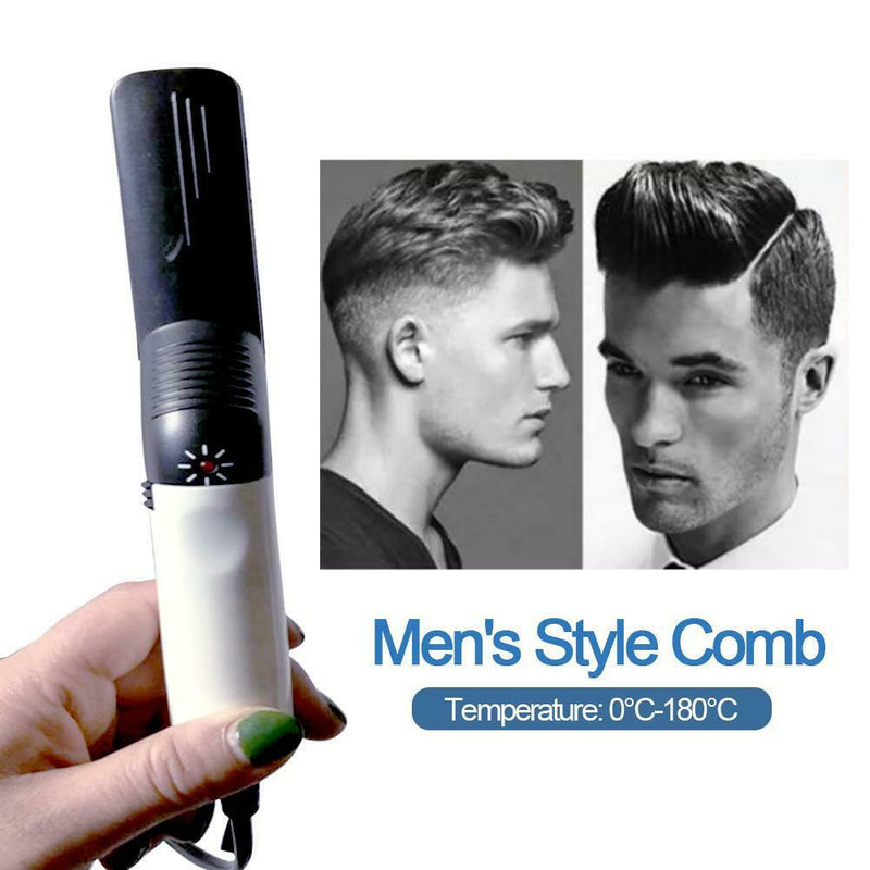 Upgraded Men's Styling Comb Electric Straightener Hair Curler Massage Comb