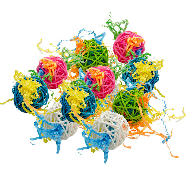 10pcs Parrot Rattan Ball Pet Bird Toys Chewing Ball Birdcage Hanging Decor