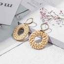 Retro Hollow Round Dangle Ear Stud Women Rattan Geometric Earrings Jewelry