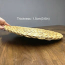Hand-Woven Natural Water Hyacinth Woven Placemat Round Woven Rattan Placema