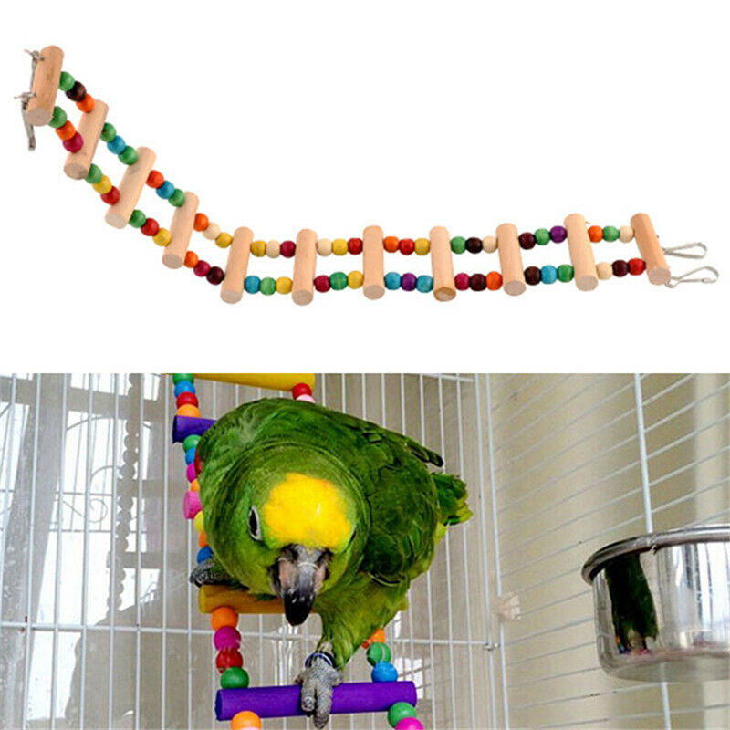 Wood Parrot Drawbridge Bird Ladder Climb Cableway Hamster Toys Birdcage Bridg Gw