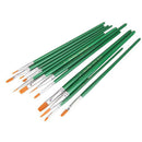 12 pcs. Assorted Size Artist Painting Flat Brush Set (Green) Q6E8