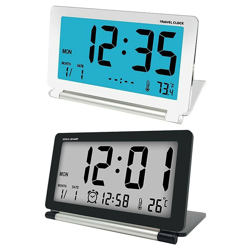Travel Alarm Clock Lcd Mini Digital Desk Folding Electronic Alarm Table Clo T1G8