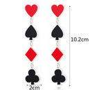 Fashion Acrylic Poker Card Heart Spade Diamond Long Stud Earrings Women Jewel OZ