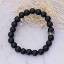 Turquoise Beads Bracelet Crown Rhinestone Elastic Bangle Jewelry (Black) A