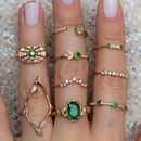 9Pcs/Set Bohemia Crystal Knuckle Rings Joint Finger Tip Rings Women Jewelry3 Kw