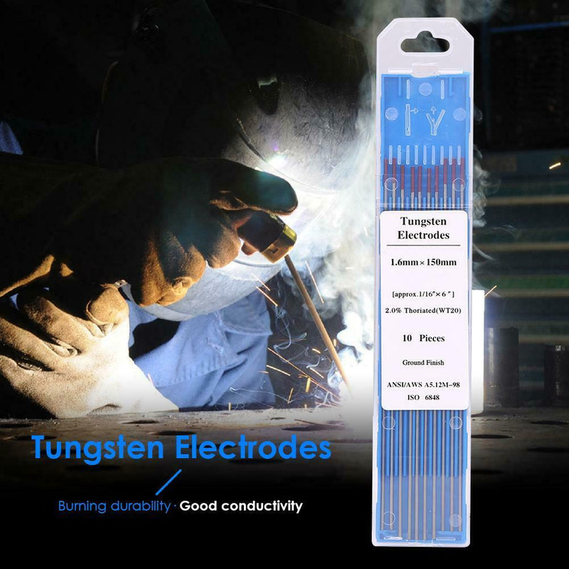 10pcs WT20 Tungsten Electrode Welding Rod for Argon Arc Welding (1.6x150mm)
