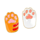2Pcs/Set Enamel Pin Cute Cartoon Orange White Paw Brooch Pins DIY Badge Gif K5F6