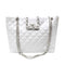Solid Color Leather Handbags Women Large Capacity Shoulder Bag Tote (White)
