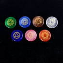 7pcs Chakra Engraved Symbols Stone Set Palm Stone Crystal Reiki Healing RouSEAU