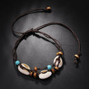 Boho Natural Sea Shell Stone Anklets For Women Wood Bead Seashell Ankle Bra R6K6