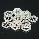 16pcs Diamante Rhinestone Flower Buckle Invitation Ribbon Slider Crafts 17mm