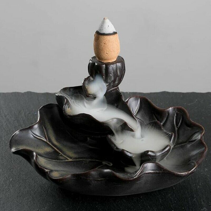 Lotus Leaf Ceramics Garden Home Incense Burner Censer Craft Practical Lotus G5O9