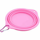 Pet Dog Folding Dish Bowl Travel Portable Water Feeding Feeder buckle Pink