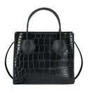 Retro Alligator PU Women Shoulder Tote Bag Portable Solid Handbags (Black)