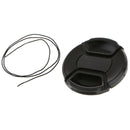 Black Camera Lens Cap - Plastic Snap-on Cover Protector with Anti-lost Lanyard